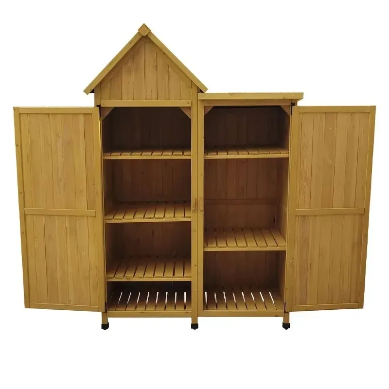 Outdoor Wooden Garden Storage Shed Cabinet Large Patio Backyard Tool