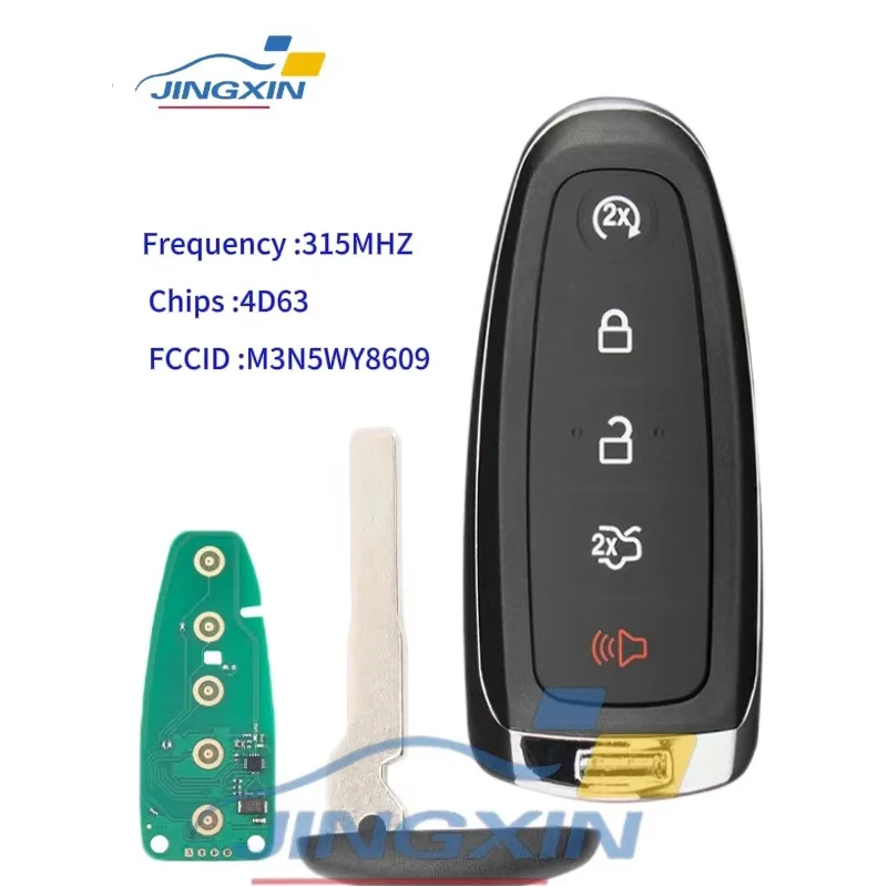 Jingxin 315Mhz ID83 Chip For Ford car key Explorer Edge Flex C-max Taurus M3N5WY8609 315Mhz Smart Control With Hu101 Blade