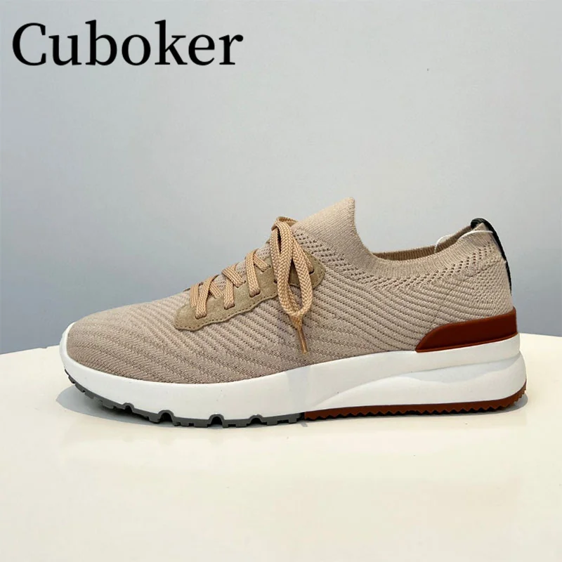 2023 Spring Autumn Men\'s shoes Knitted Causal Sneakers Male Dress Loafers Breathable Thick Bottom Shoes Shoes for Men mujer