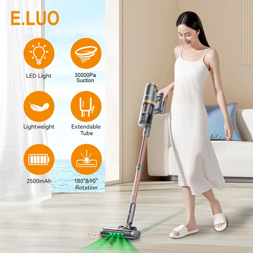 

E.LUO Cordless Vacuum Cleaner 35KPa 1h Handheld Home Vacuum,LED Display for HardFloor/Car/pet/Pet Hair