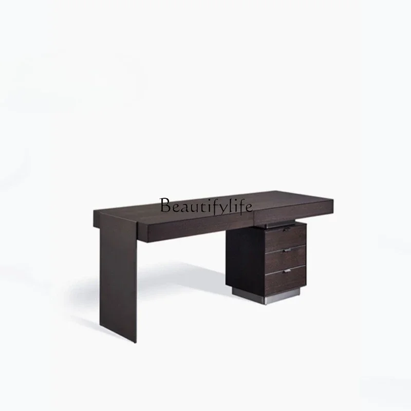 

ls 04Light Luxury Modern Simple Premium Smoky Color Writing Desk Office Integrated Desk with Drawers