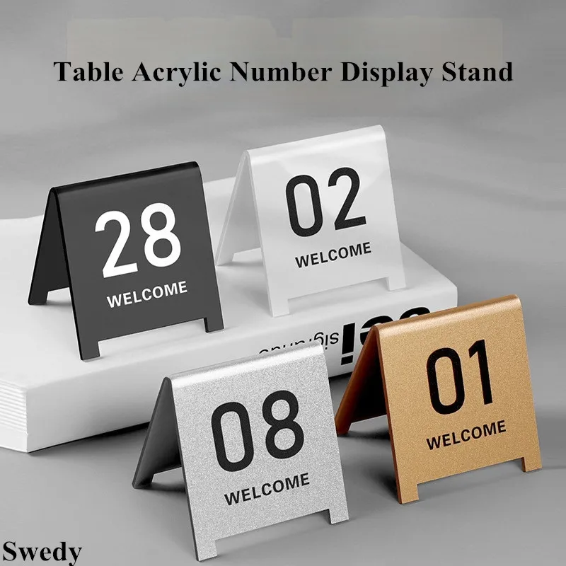 5 Pieces Table Number Restaurant Order Numbers Double Sided Acrylic Reception Number Signs Stands For Wedding Seating Card Stand