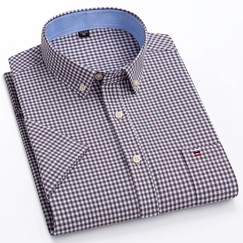 New in shirt over size summer Short sleeve shirts for men 100%cotton Oxford slim fit formal plain shirt white office clothes