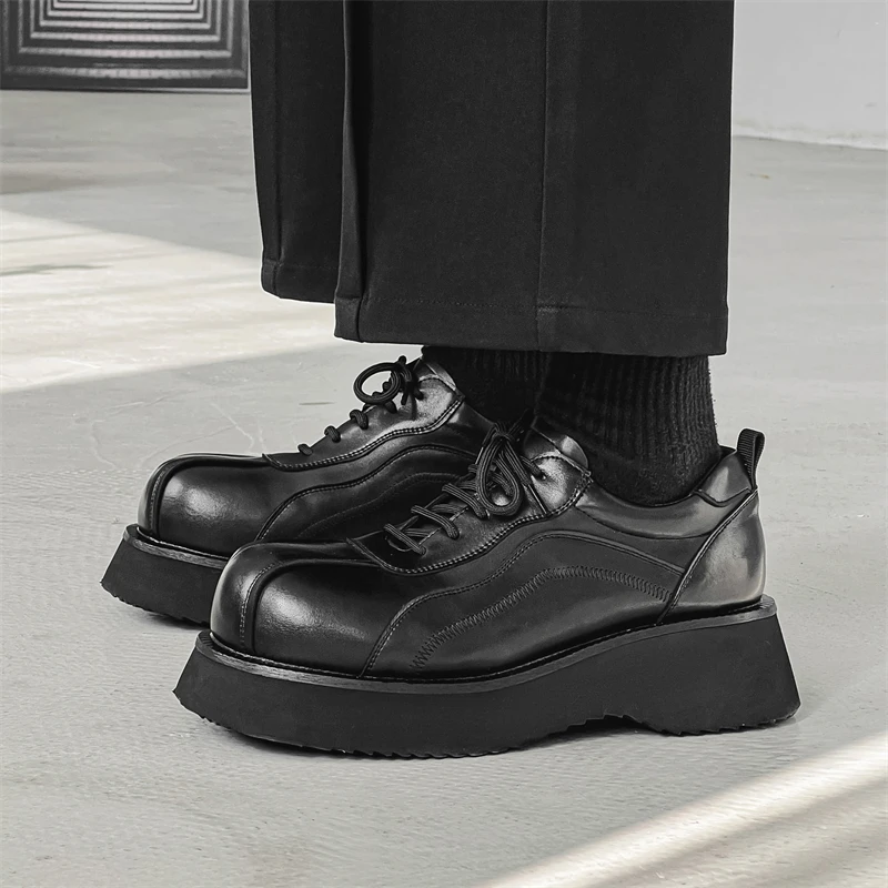 

Кожаная мужская повседневная обувь, уличная британская обувь Oxforda на шнуровке, элегантная мужская классическая деловая обувь для офисной работы, мужская обувь