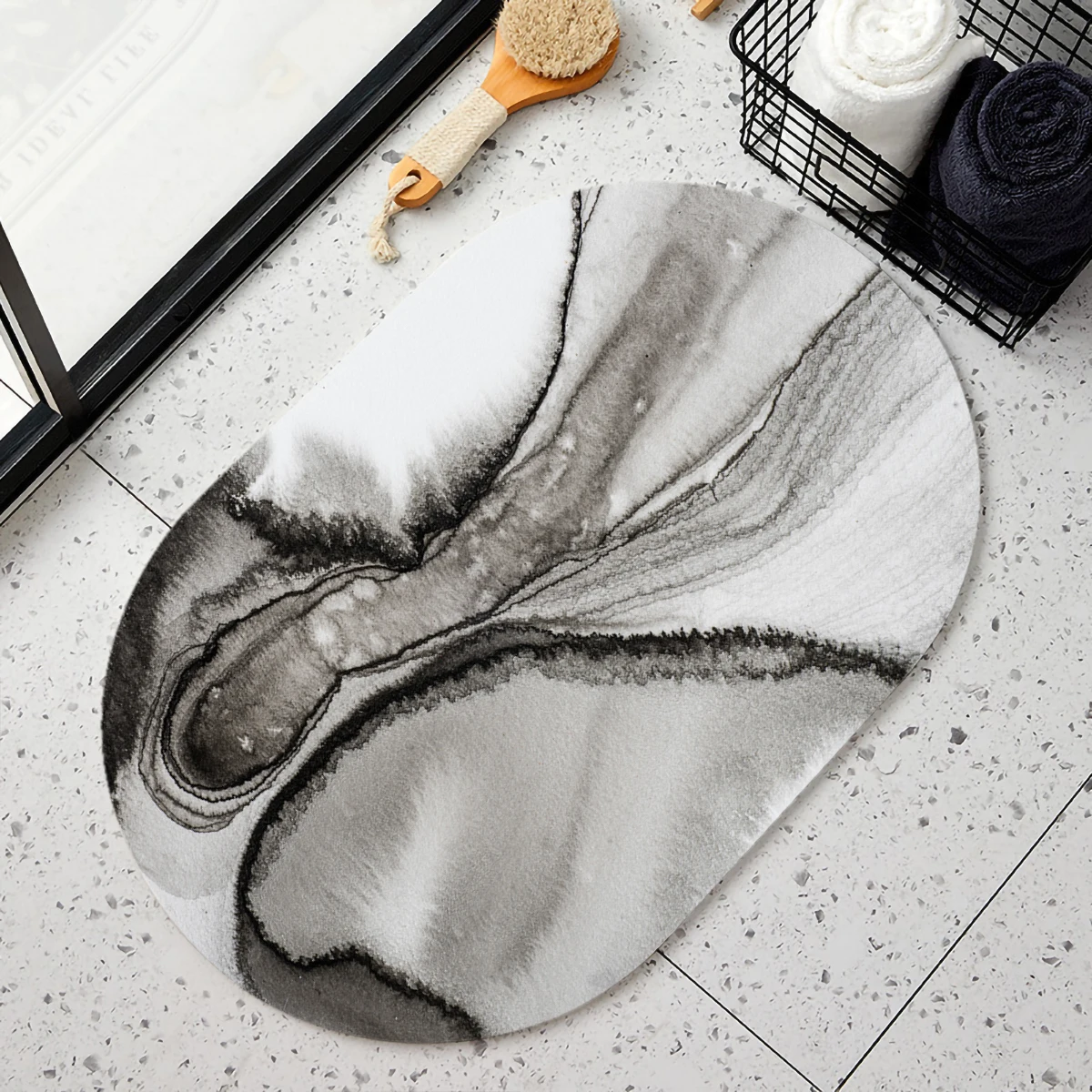 

Ink Line Printing Bathroom Mat Super Absorbent Rug Bath Non Slip Floor Mats Easy To Clean Doormat Kitchen Area Rugs