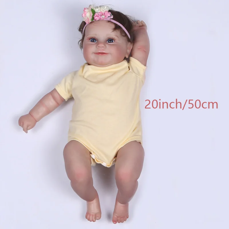 20Inch Already Finished Reborn Baby Doll Maddie Smile Girl Handmade 3D Skin Visible Veins Art Collection Doll Toy Figure Gift