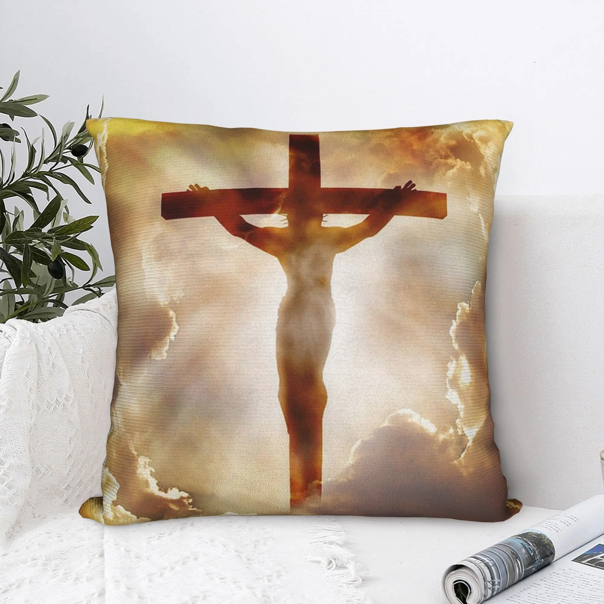 Holy Spirit Jesus God Jesus Square Pillow Covers Car Christian Jesus on the Cross Cushion Case Funny Decor Pillowcase 45*45
