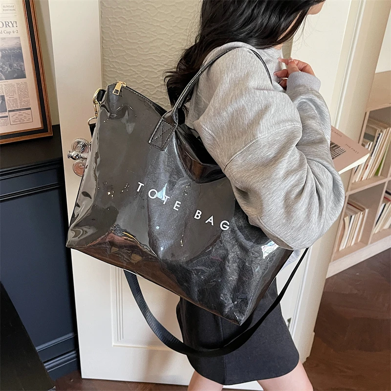 Modische Hochwertige Transparente PVC-Tragetasche mit Großer Kapazität, Wasserdichte Jelly-Tasche, Outdoor-Handtasche für Tägliche Reisen und Tourismus – Detail 21