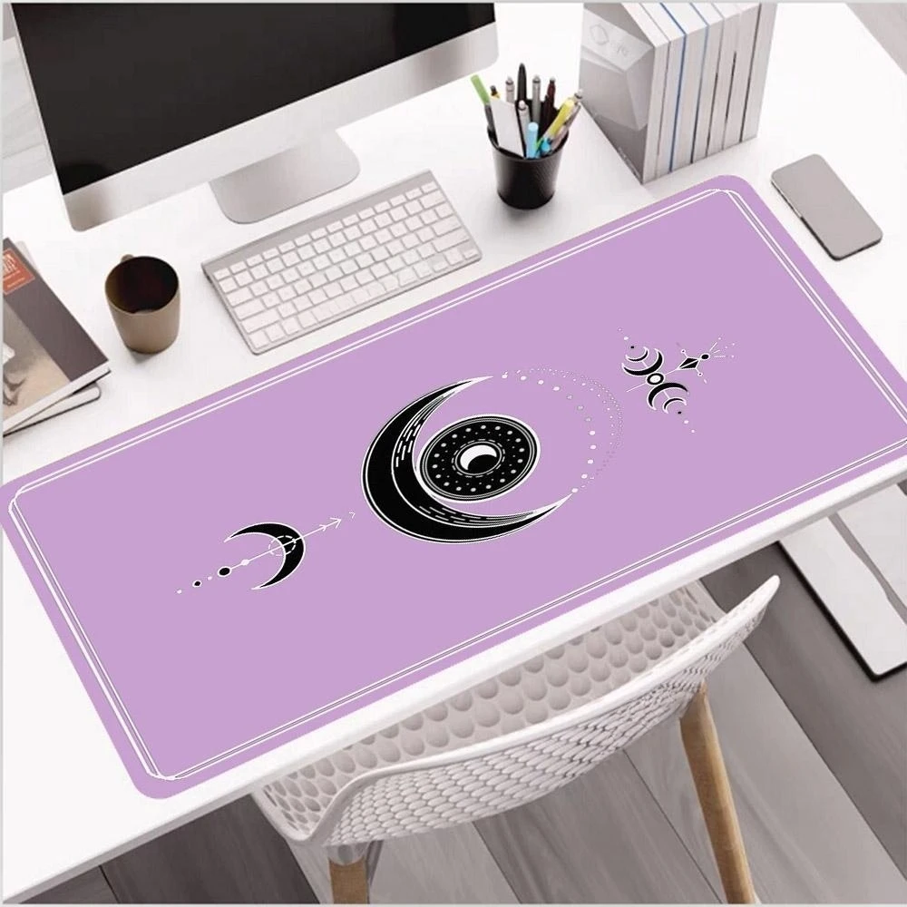 Kawaii Sun Moon Tarot Mouse Pad Gaming Accessories Carpet Laptop Purple Pink Magic Keyboard Pad Large Non Slip Rubber Desk Mat