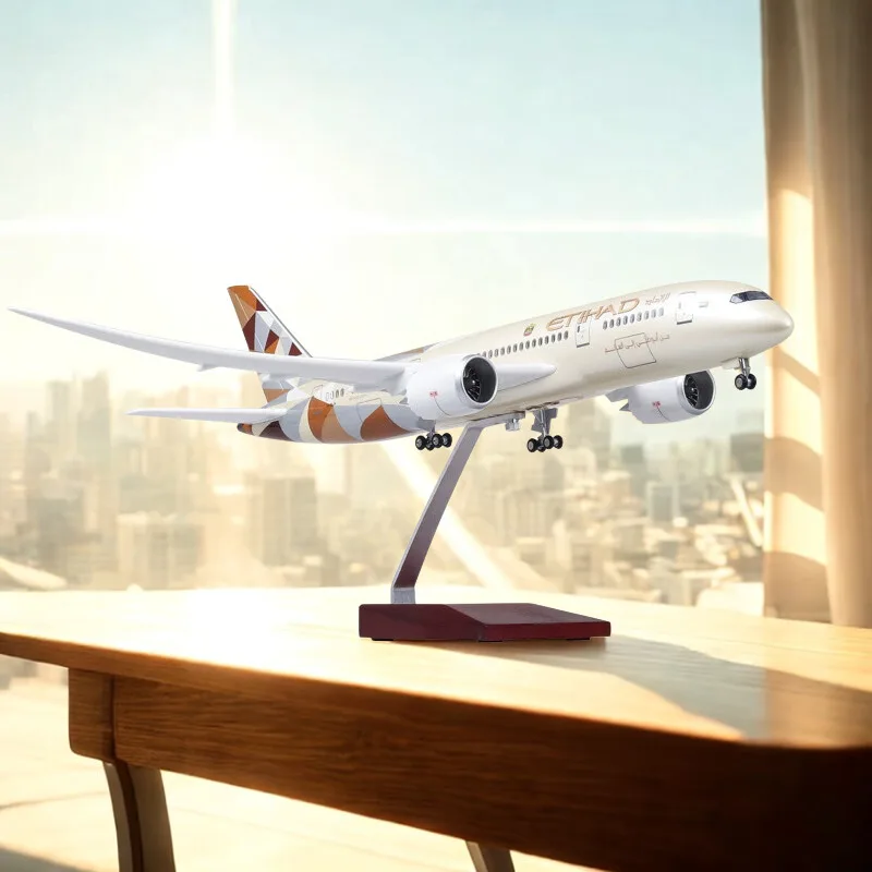 

Model About Home Decoration 47cm Scale Aircraft B787 Etihad Airline Model Airplane Diecast Resin Collected Gift By Aviation