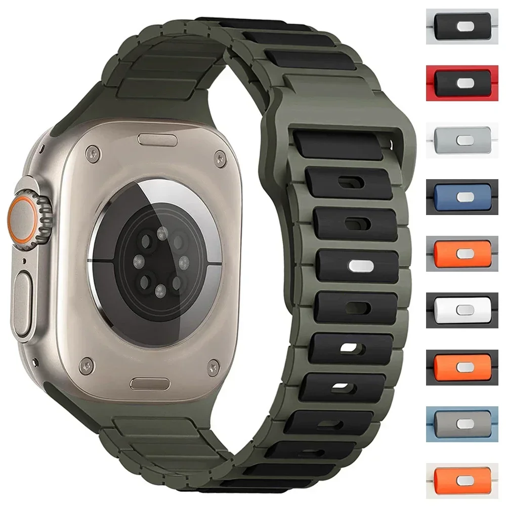 

3D Splicing Color Sports Silicone Band for Apple Watch Ultra 10 9 8 7 6 SE 44mm 45mm 41mm Soft Bracelet Iwatch Strap 49mm 46mm