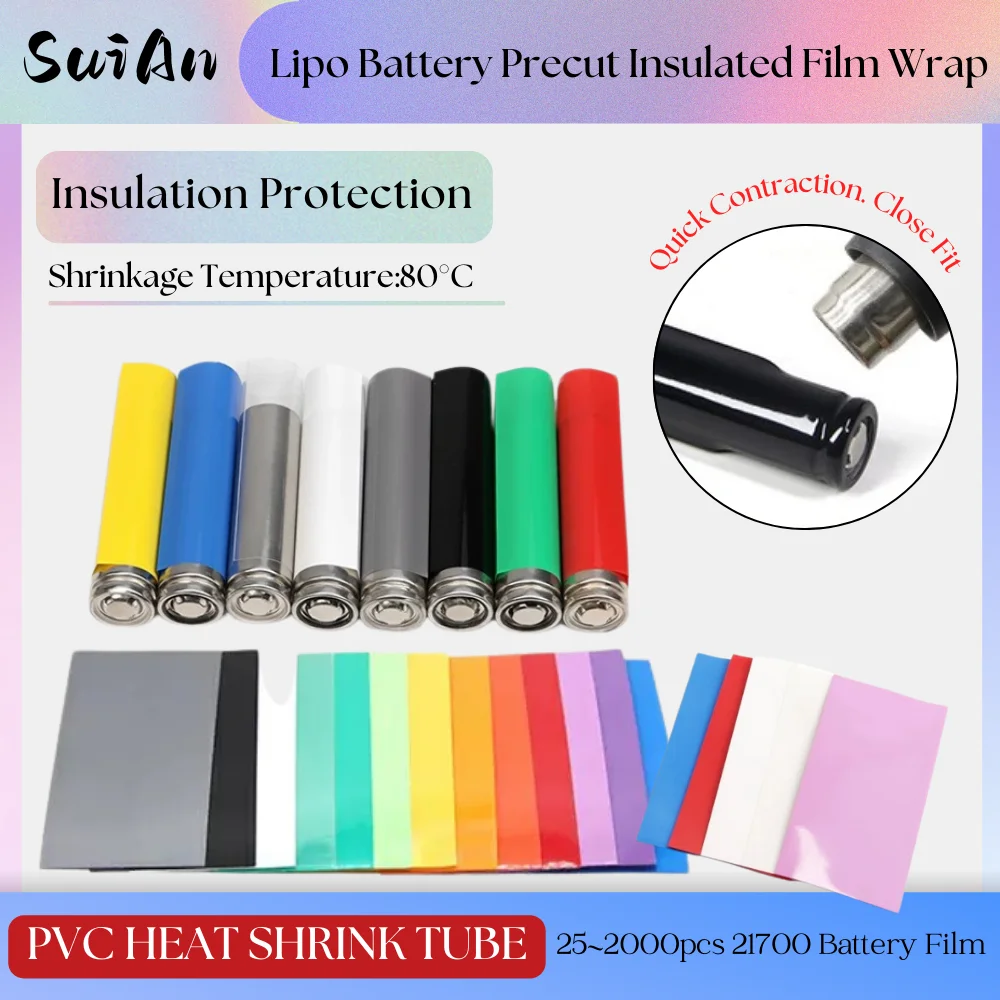 

21700 Battery Insulated Film PVC Heat Shrink Tube Film 77x36mm Precut Shrinkable Sleeve Tubing Protect Pipe Cover Batteries Wrap