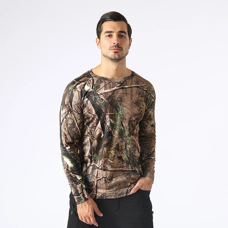 Men\'s Spring Long Sleeve Tactical Camouflage T-shirt New Autumn Camisa Masculina Quick Dry Breathable Army Shirt S-3XL