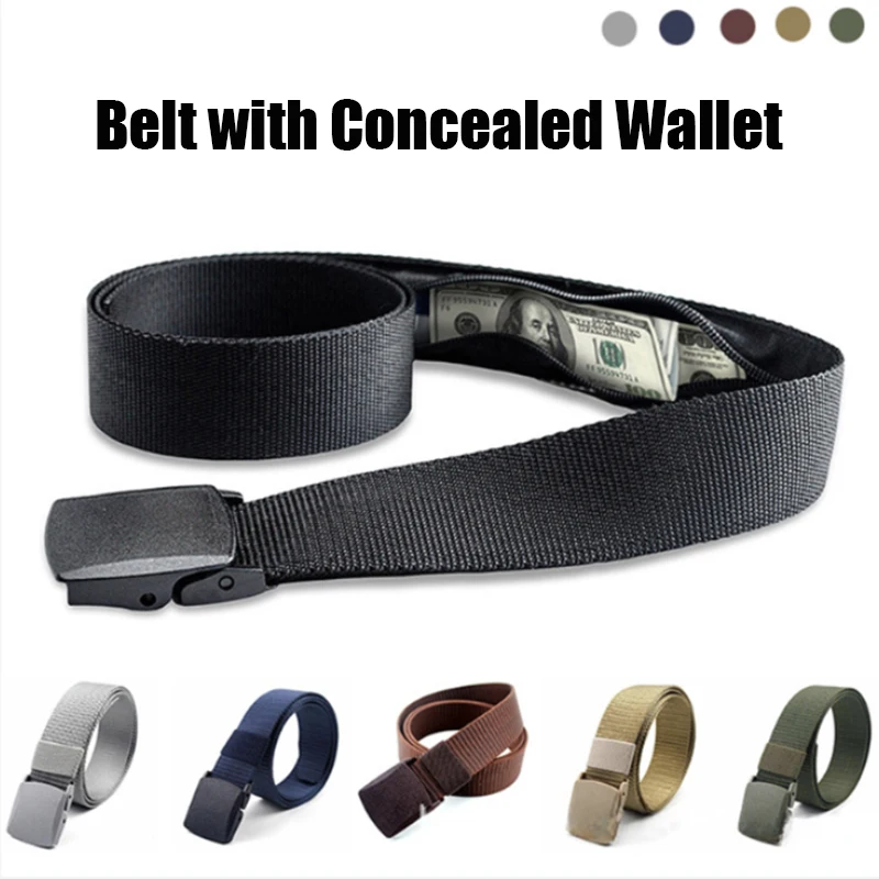1/2pcs Outdoor Anti Theft Nylon Belt,Length 120cm Waistbelt with Concealed Wallet for Men,High Quality Waist Belt for Gifts