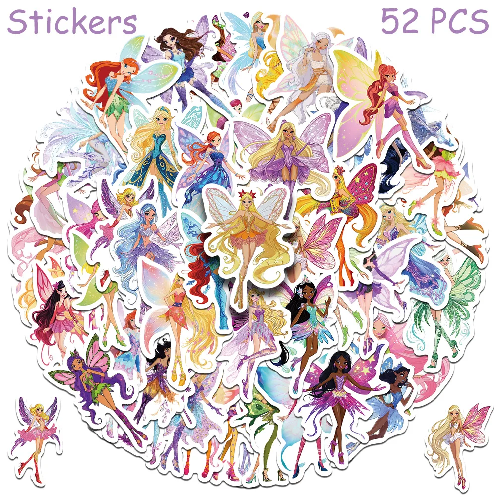 

52pcs Flower Fairy Stickers Decals For Phone Laptop Suitcase Skateboard Guitar DIY Aesthetic Stickers Girls Creative ToysGifts