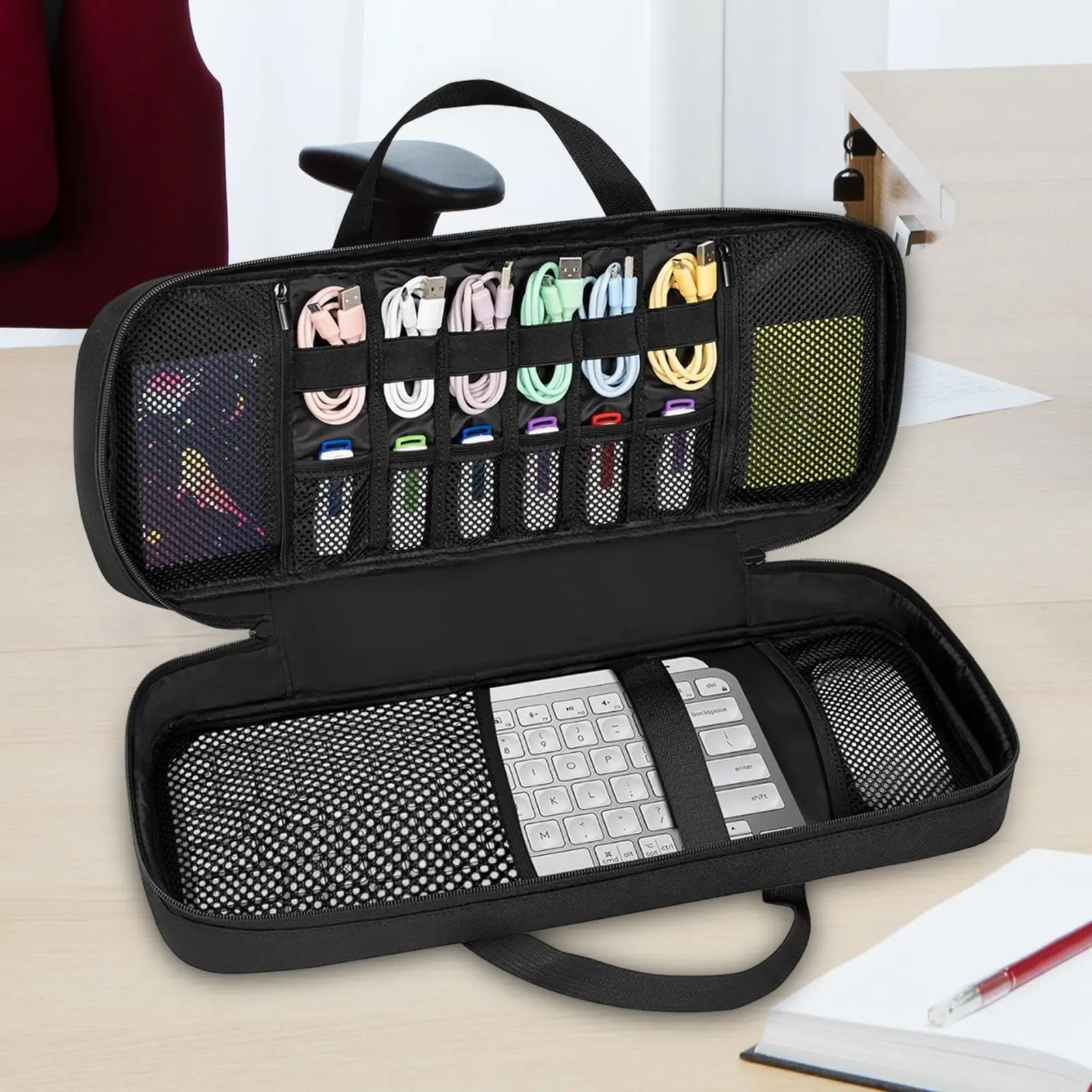Keyboard Bag Full Coverage Dust Protective Storage Pocket 600D Oxford Cloth Lightweight 10 Pockets Mesh Pocket Keyboard Bag Case