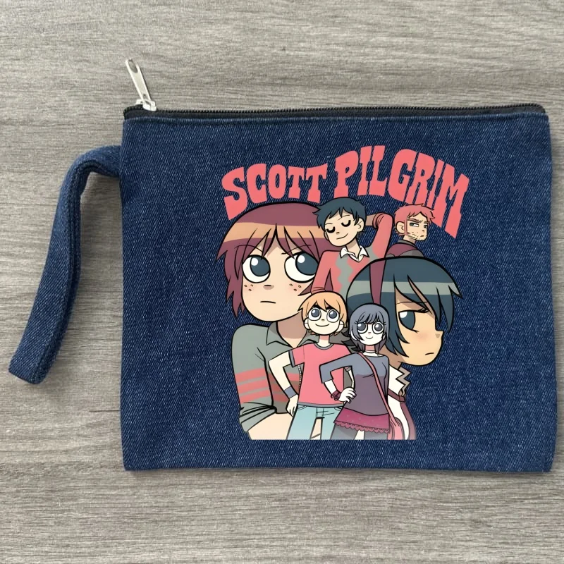 

Scott Pilgrim Холщовая джинсовая косметичка, карманная сумка для мытья помады для свадьбы, путешествий, сумки для помады, органайзер для хранения
