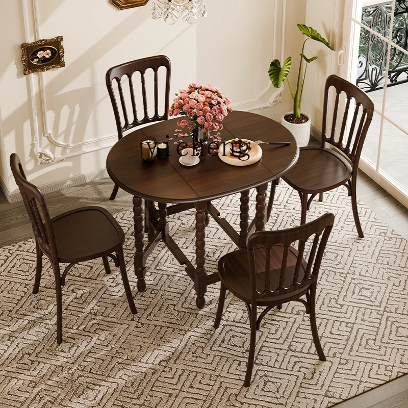

CJ-2 folding dining table solid wood retractable table household small apartment balcony restaurant table for living room