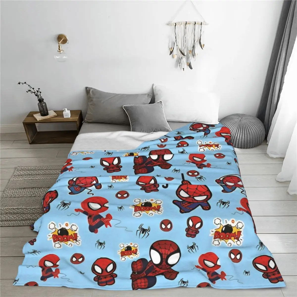 Spider-Man Comic Handsome Cool Blanket Cartoon Anime Flannel Funny Warm Throw Blanket for Bedding Lounge Decoration