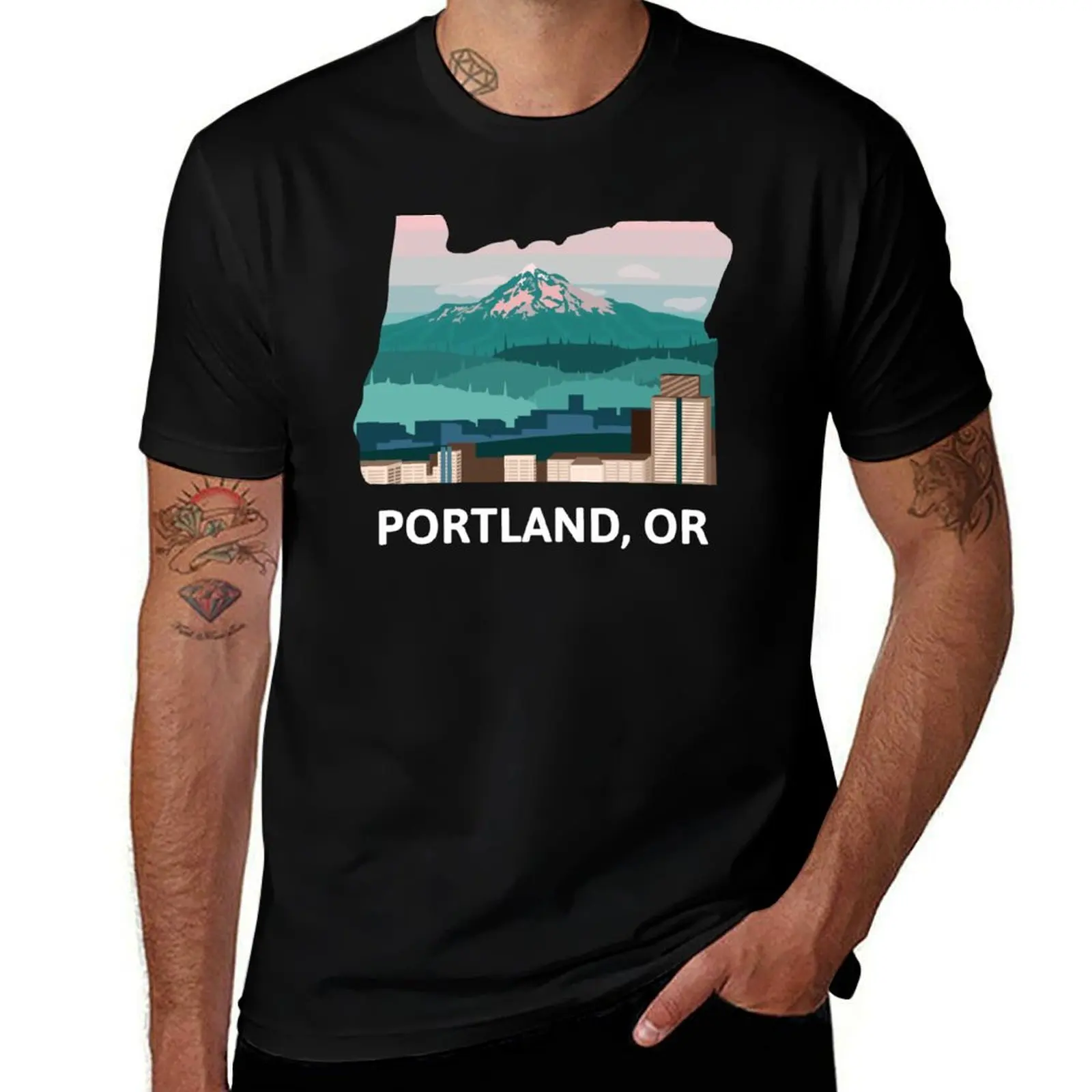 Portland, OR T-Shirt Creative Graphic Tee Shirt T-Shirt