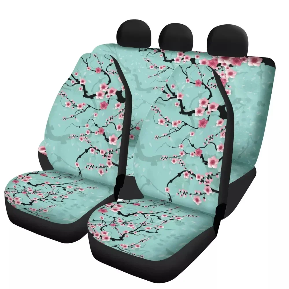 

3D Plum Bossom Printing Slip-Resistant Car Interior Seats Protector Comfortable Front/Back Car Seat Covers Non-slip