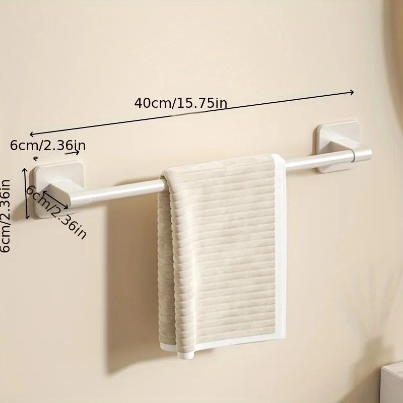 1 Stück Badezimmer-Einrichtungen, weiß, nicht perforiert, Wandmontage, Badezimmer-Handtuchhalter, Größe 40–60 cm, Aufbewahrungsregal, Handtuchhalter – Detail 9