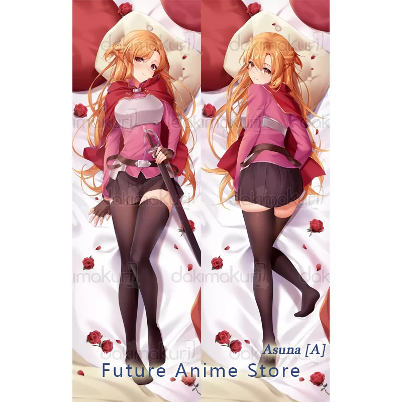Dakimakura غطاء وسادة الجسم بالحجم الطبيعي ، أنيمي ، الطباعة على الوجهين ، Asuna السيف الفن على الانترنت ، ساو