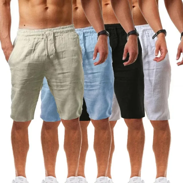 Męskie bawełniane spodenki Męskie letnie oddychające krótkie spodnie w jednolitym kolorze Fitness Streetwear S-3XL 1 szt.