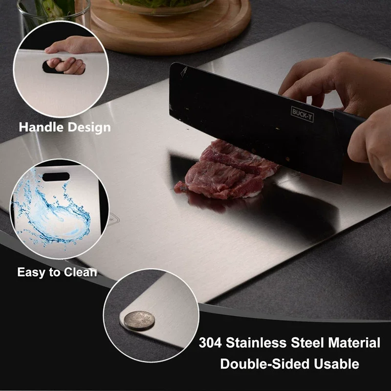 Stainless Steel Cutting Board Durable and Rust-Resistant Kitchen Cutting Board for Chopping Food and Kneading Dough Use
