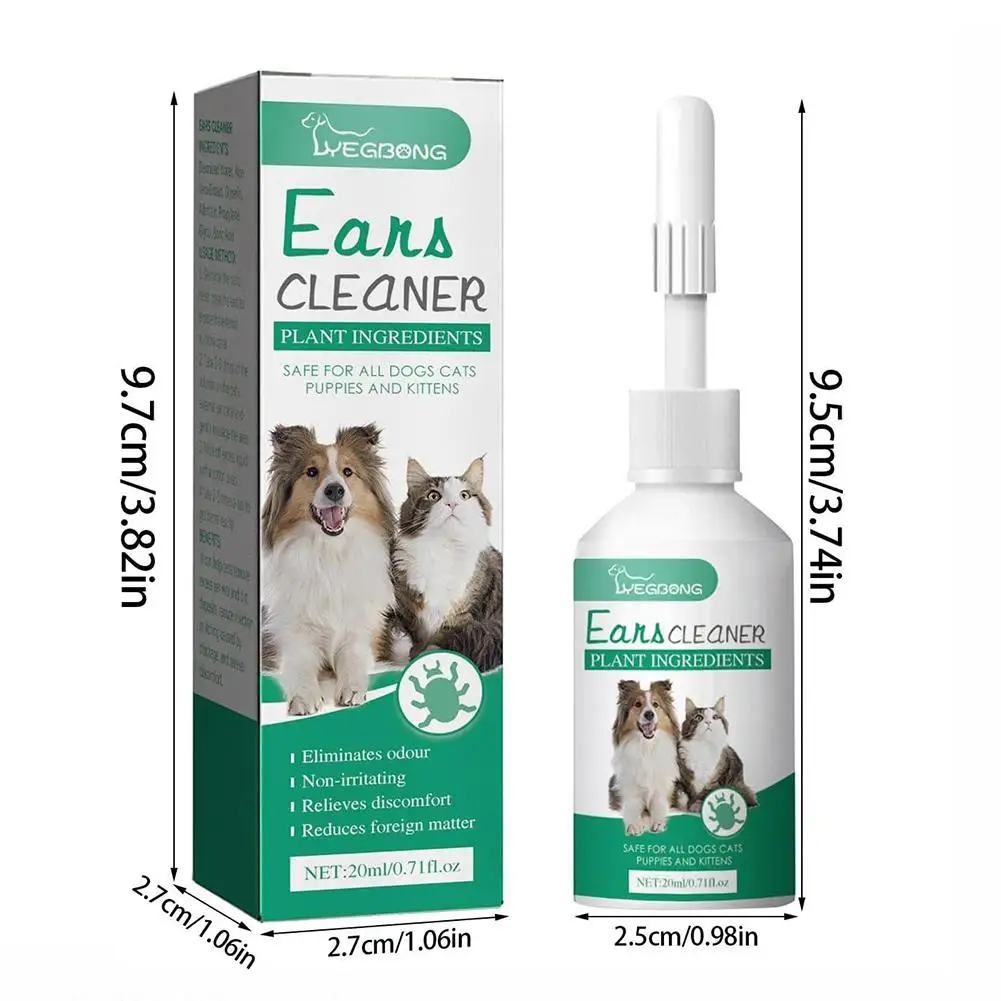 Cat Dog Ear Cleaner Pet Ear Drops Yeast Mites Infectiones Control Odor Removal Relieves Itching Anti Inflammatory Pet Ear Washer