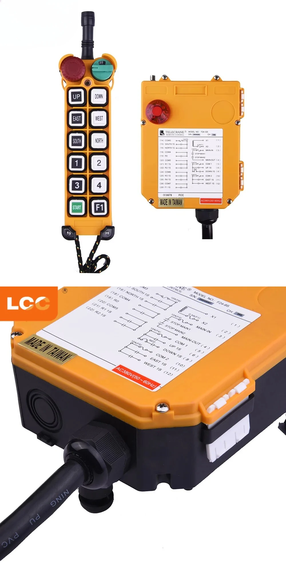 Telecrane F24-14S 14 buttons single speed industrial remote control