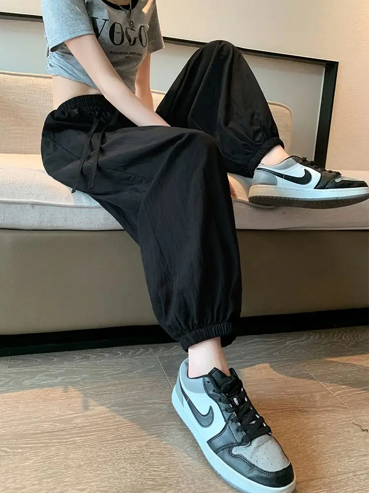 

Брюки Harlan больших размеров 300 Pou из ледяного шелка, укороченные, свободные, унисекс, летние, шикарные, стройнящие, прямые, повседневные