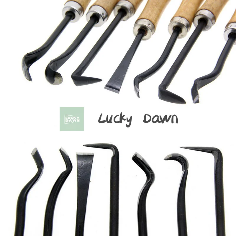 

7pcs/set Bonsai Pick Knife Drawing Knife Carving Knife Set wood handle Home Garden hand Tools with gloves