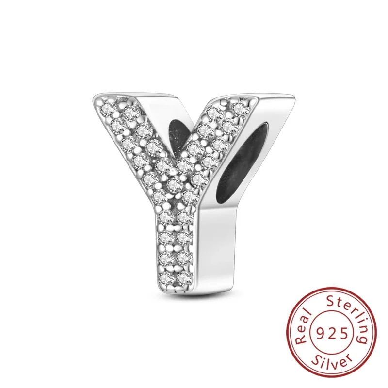 Charms aus 925er-Sterlingsilber mit 26 Buchstaben, A-Z, Alphabet-Perlen, passend für Original-Armbänder für Frauen und Mädchen, DIY, edler Schmuck, Geschenk – Detail 27