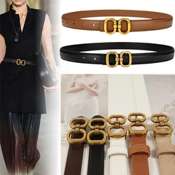 Fashion PU Leather Belt for Women Designer Metal Buckle Waist Strap Female Jeans Dress Trouser All-match Decorative Waistband