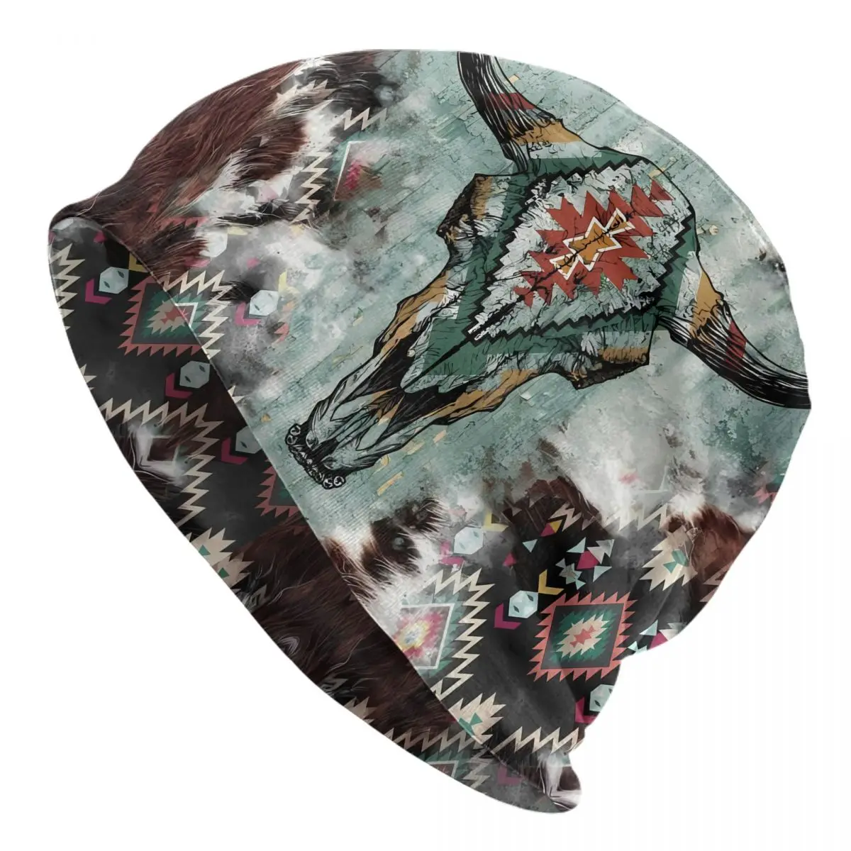 

Southwestern Cowhead Skull Thin Skullies Beanies Autumn Spring Caps For Men Ski Caps Bonnet Hats