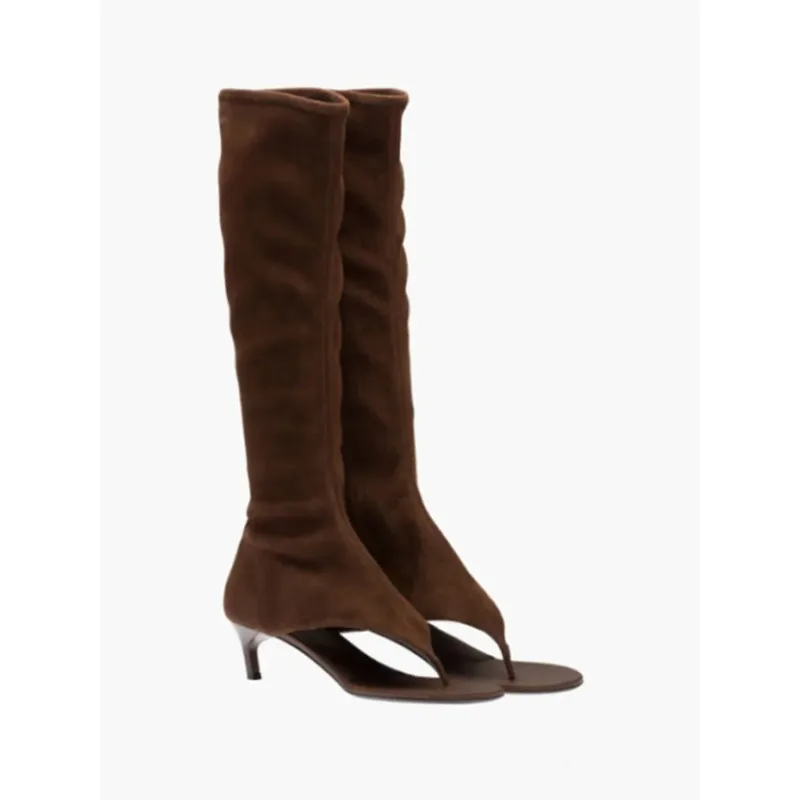 Ladies Spring and Summer New Slim Heel Pinch Toe Knee Length Cool Boots Fashionable Side Zipper Mid Length Women's Boots