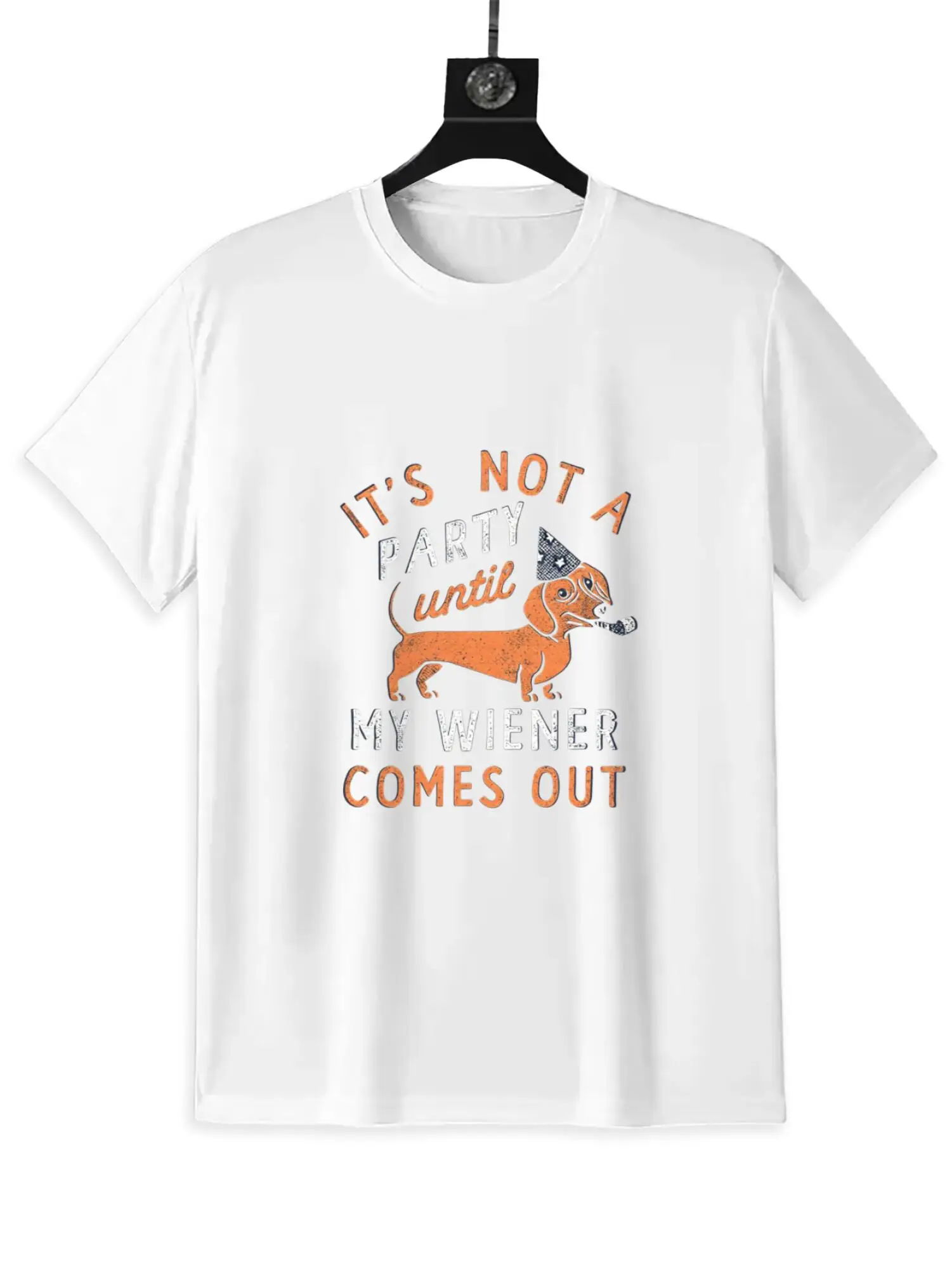 تي شيرت رجالي إنه ليس حفلة حتى يخرج كلب الألماني المضحك للبالغين #1