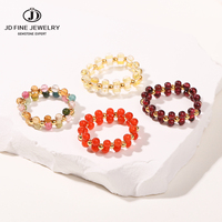 JD Natural Stone Crystal Bead Woven Rings Women Fashion Chic Handmade Adjustable Reiki Yoga Energy Rings Party Jewerly Gifts