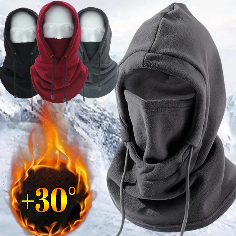 Outdoor Winter Thermal Fleece Balaclava Scarf Ski Face Mask Neck Warmer Snood Hood Hat Windproof Cold Warm Riding Cap Sports