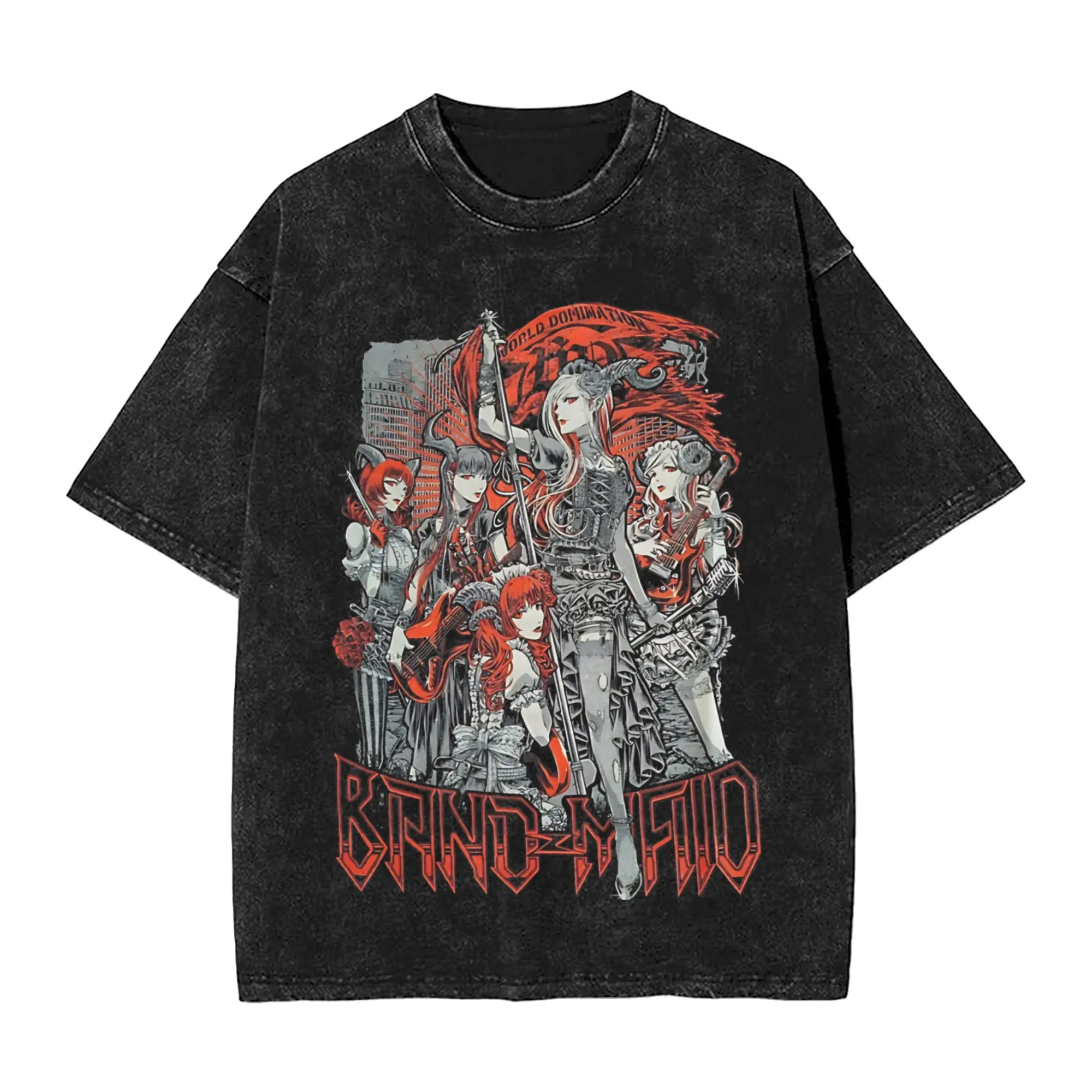 BAND-MAID Unseen World Washed T Shirts Streetwear Hip Hop Vintage T-Shirt  Tees Men Women 100% Cotton Harajuku Summer