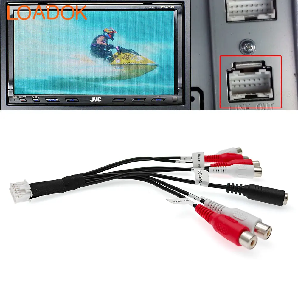 14 pinos rádio do carro pré fora rca chicote de fiação tear rca pré fora adaptador cabo para jvc KW-AVX800