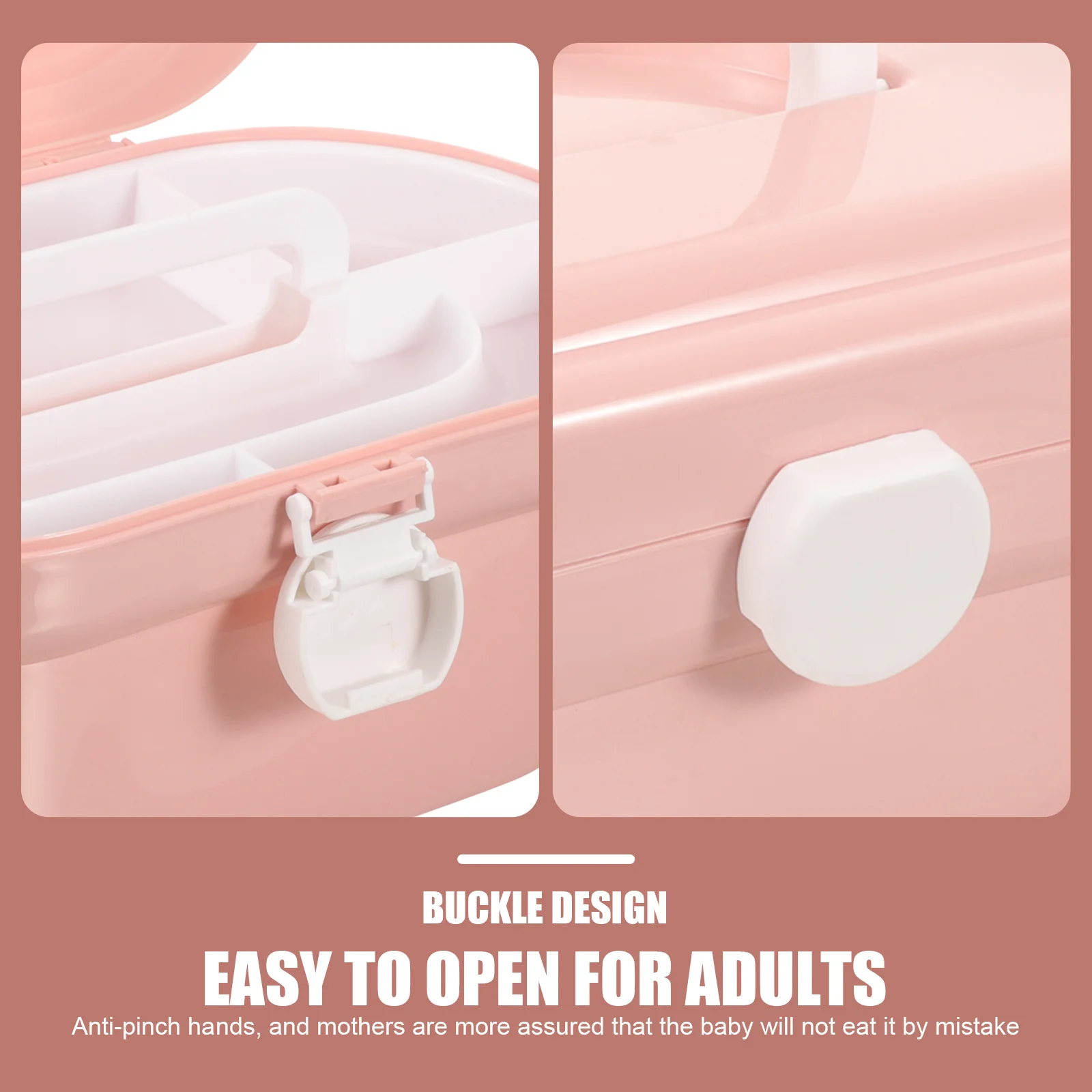 

Портативный складной ящик для хранения лекарств PLAFOPE, 3-слойный органайзер с замком на ручке, прозрачный контейнер для таблеток для помощи