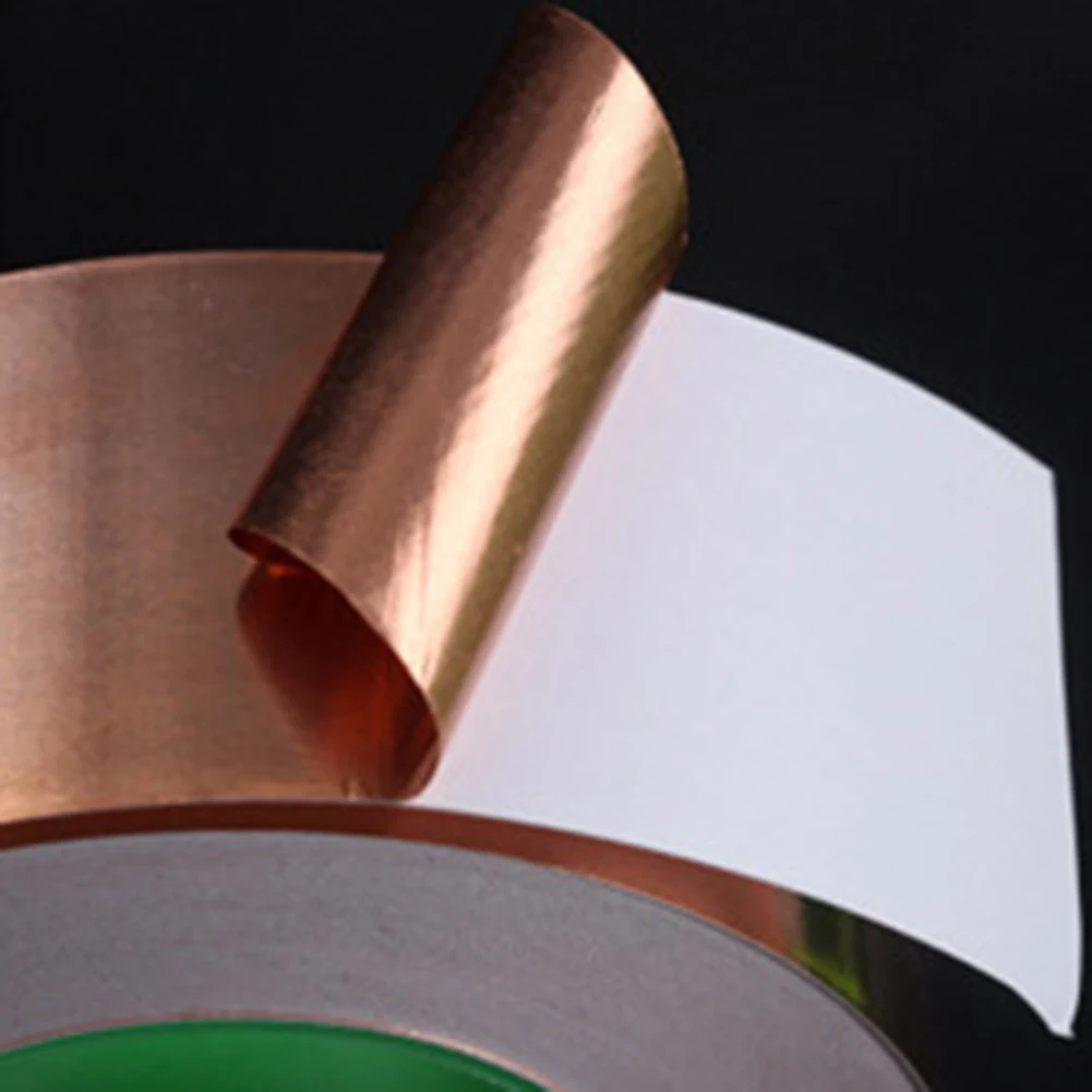 5m Conductive Copper Foil Tape Screening Adhesive Self Adhesive Snail Barrier Tape Double-sided 25mm for Electrical Repairs