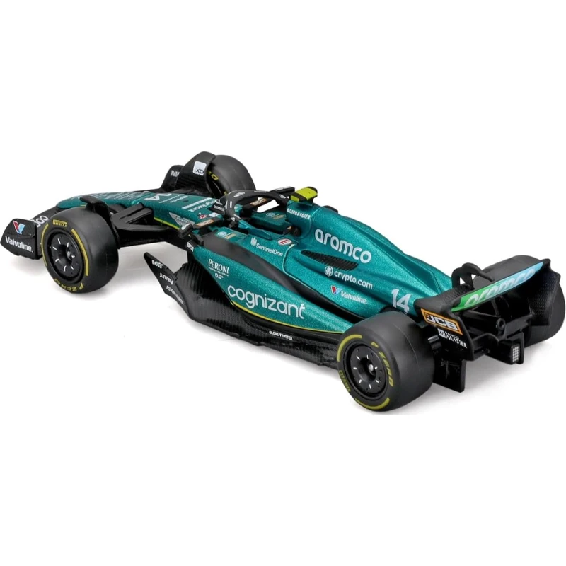 Bburago-Modèle de véhicule de compétition de voiture de formule F1, AMR23 2023 #14 Alonso #18, Promenade F1 Aston Martin Aramco, Équipe, 1:43