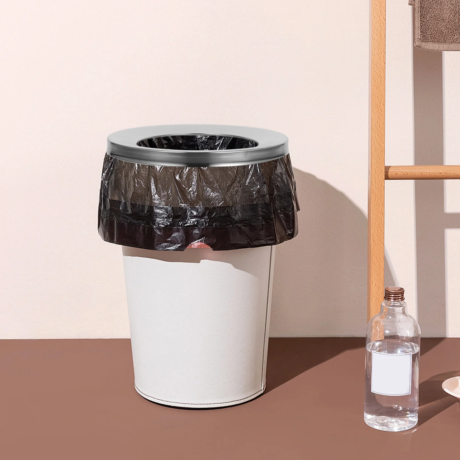 

1pc Stainless Steel Can Modern Metal Kitchen Garbage Cover Waste Bin Easy Install For Bathroom Home Use Trash Can Cover