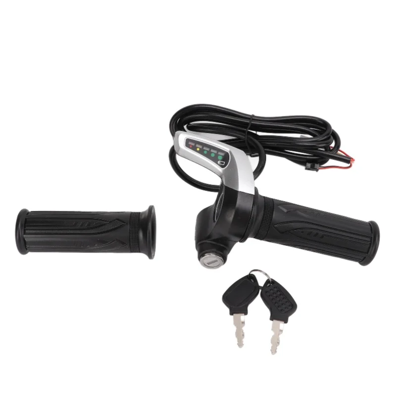 

1 Pair Electric Bike Throttle Grip Universal Electric Scooter Wire Twist Throttle Grip With LED Display And Power Key Locker