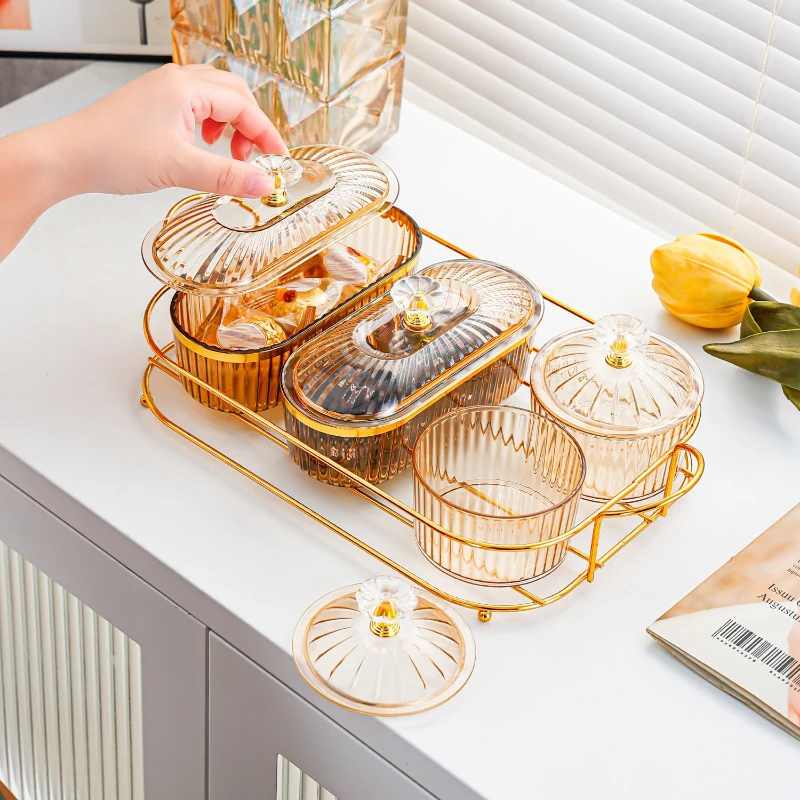 

Light - Luxury Airtight Fruit Plate Snack Box, Storage Tray, Compartmentalized Dried Fruit Platter, Fruit Snack Dish, Snack Box