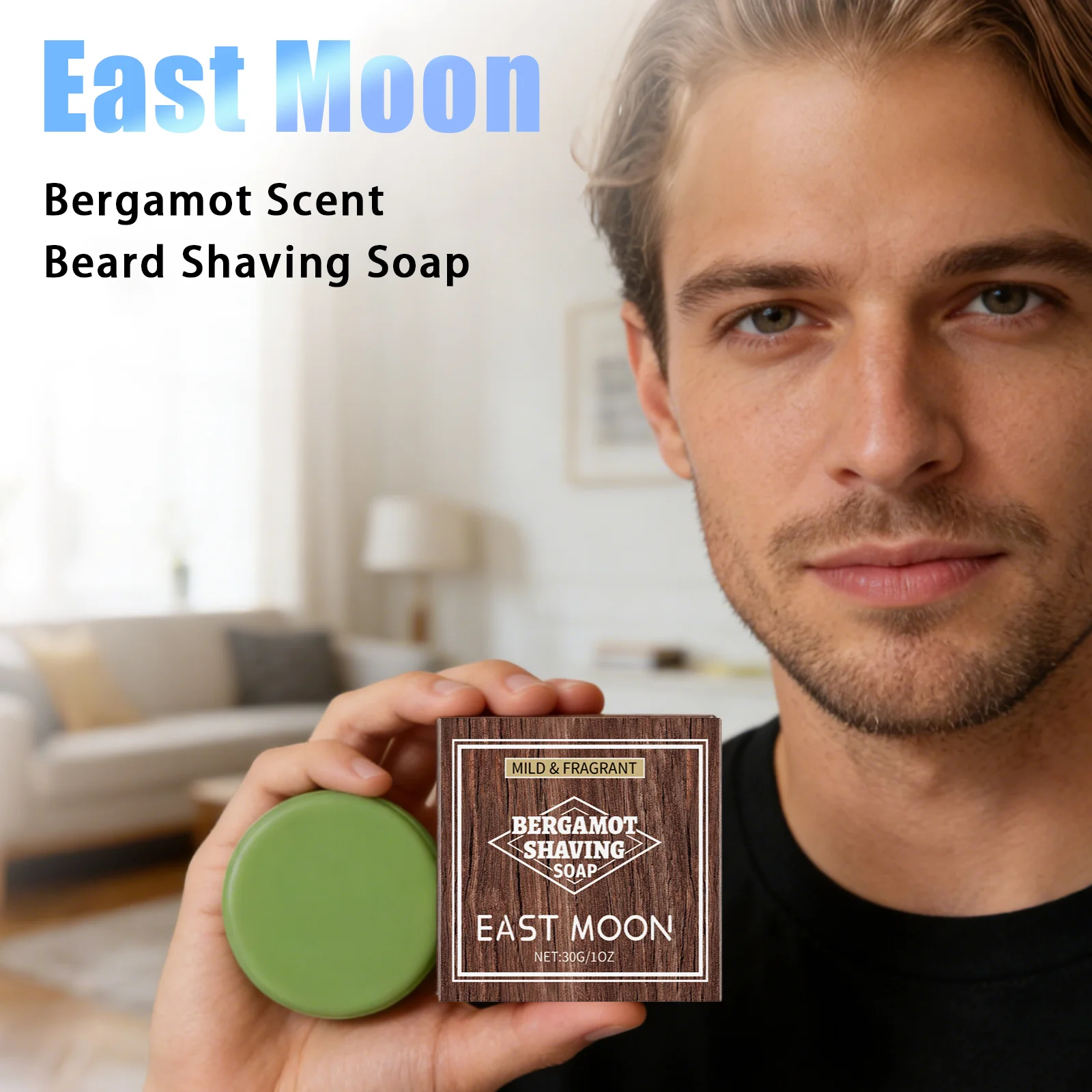 Bergamot Men Shaving Soap Rich Foam Smooth Glide Soothe Shaving Discomfort Soften Beard Mild Clean Hydrate Skin Beard Shave Soap