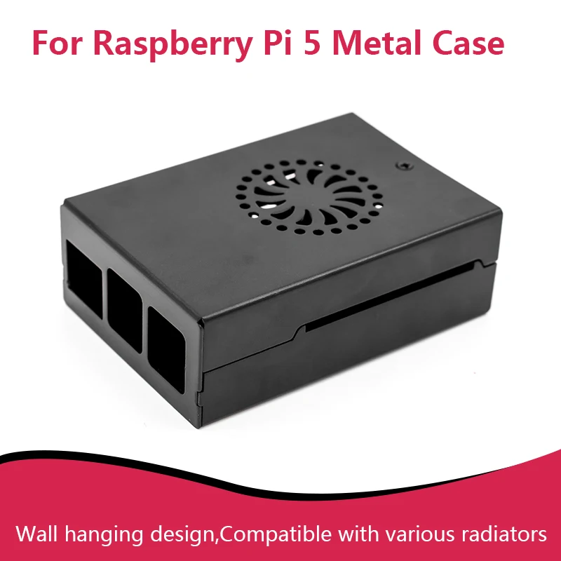 Metal Case for Raspberry Pi 5 Mesh Cooling Shell With Wall-mounted Design Easy To Install Compatible With Different Radiators